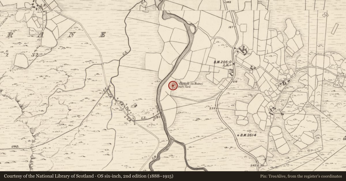 Ordnance Survey six-inch map, 2nd edition (1888–1915) covering the location of Cross-slab, Shronahiree More, County Kerry, with a pin at the register's coordinates