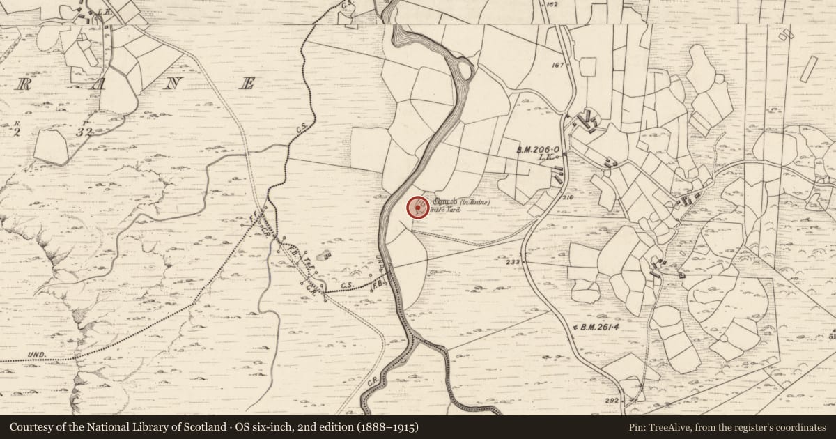 Ordnance Survey six-inch map, 2nd edition (1888–1915) covering the location of Bullaun stone, Shronahiree More, County Kerry, with a pin at the register's coordinates