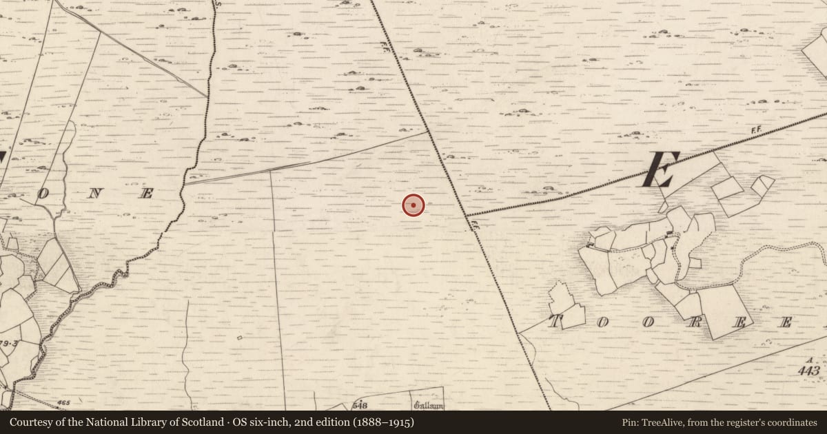 Ordnance Survey six-inch map, 2nd edition (1888–1915) covering the location of Enclosure, Gortacloghane, County Kerry, with a pin at the register's coordinates
