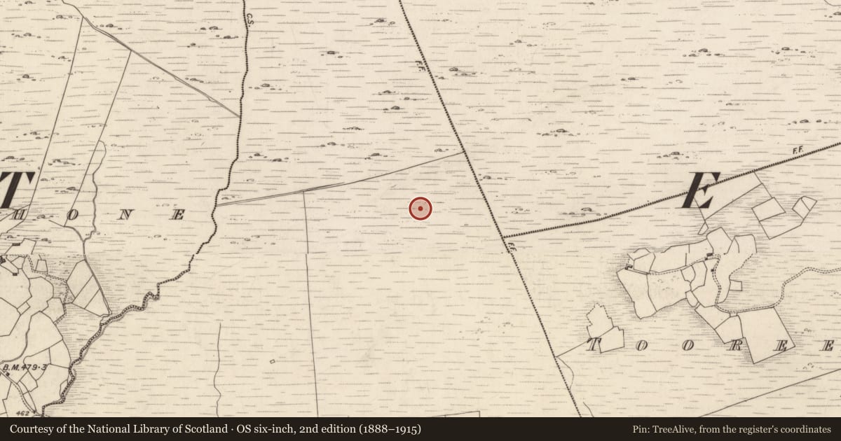 Ordnance Survey six-inch map, 2nd edition (1888–1915) covering the location of Field boundary, Gortacloghane, County Kerry, with a pin at the register's coordinates