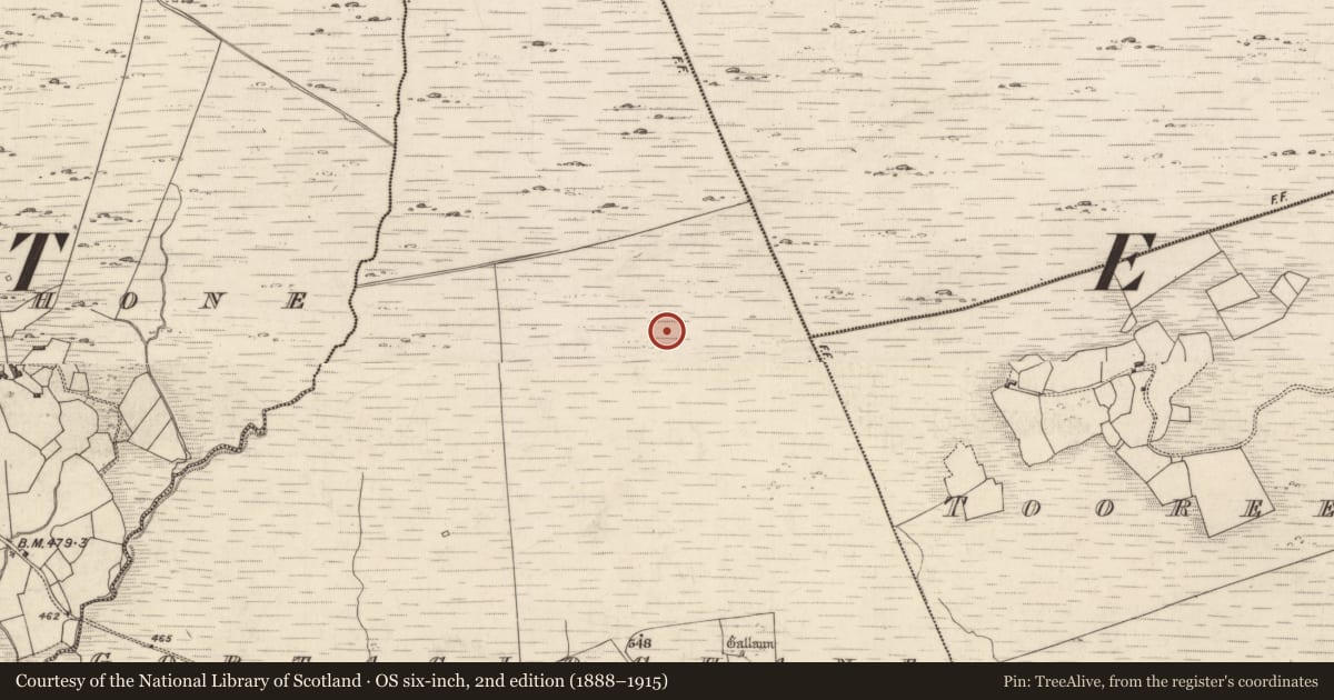 Ordnance Survey six-inch map, 2nd edition (1888–1915) covering the location of Hut site, Gortacloghane, County Kerry, with a pin at the register's coordinates