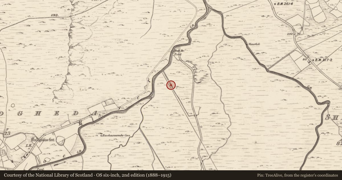 Ordnance Survey six-inch map, 2nd edition (1888–1915) covering the location of Rock art, Cloghera Beg, County Kerry, with a pin at the register's coordinates