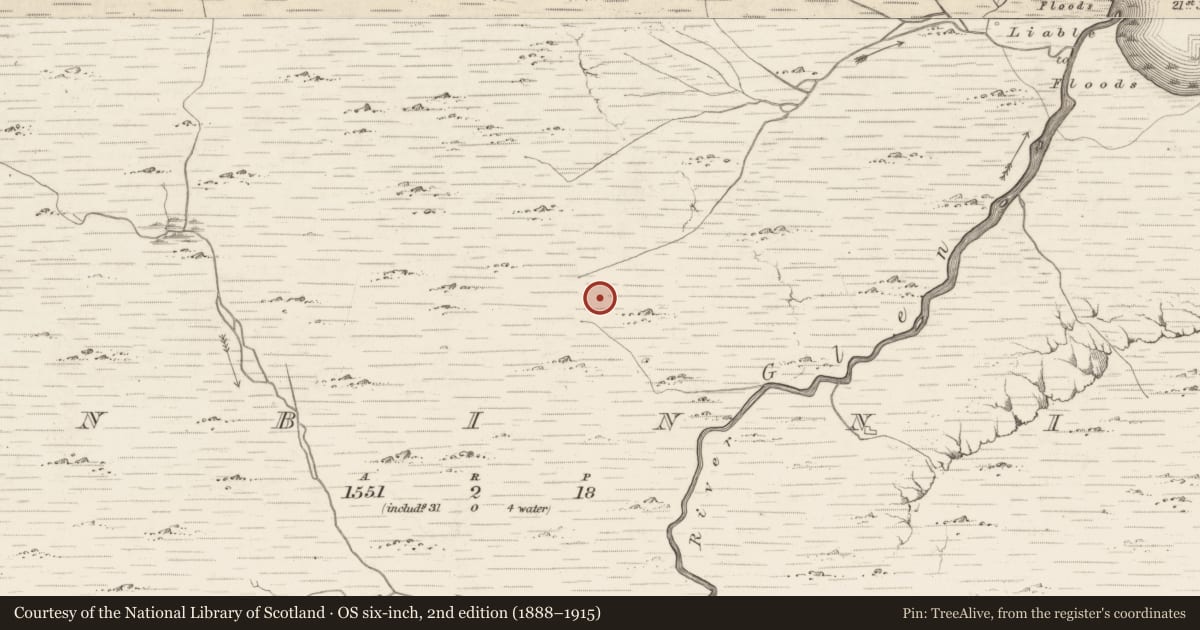 Ordnance Survey six-inch map, 2nd edition (1888–1915) covering the location of Enclosure, Bunbinnia, County Kerry, with a pin at the register's coordinates