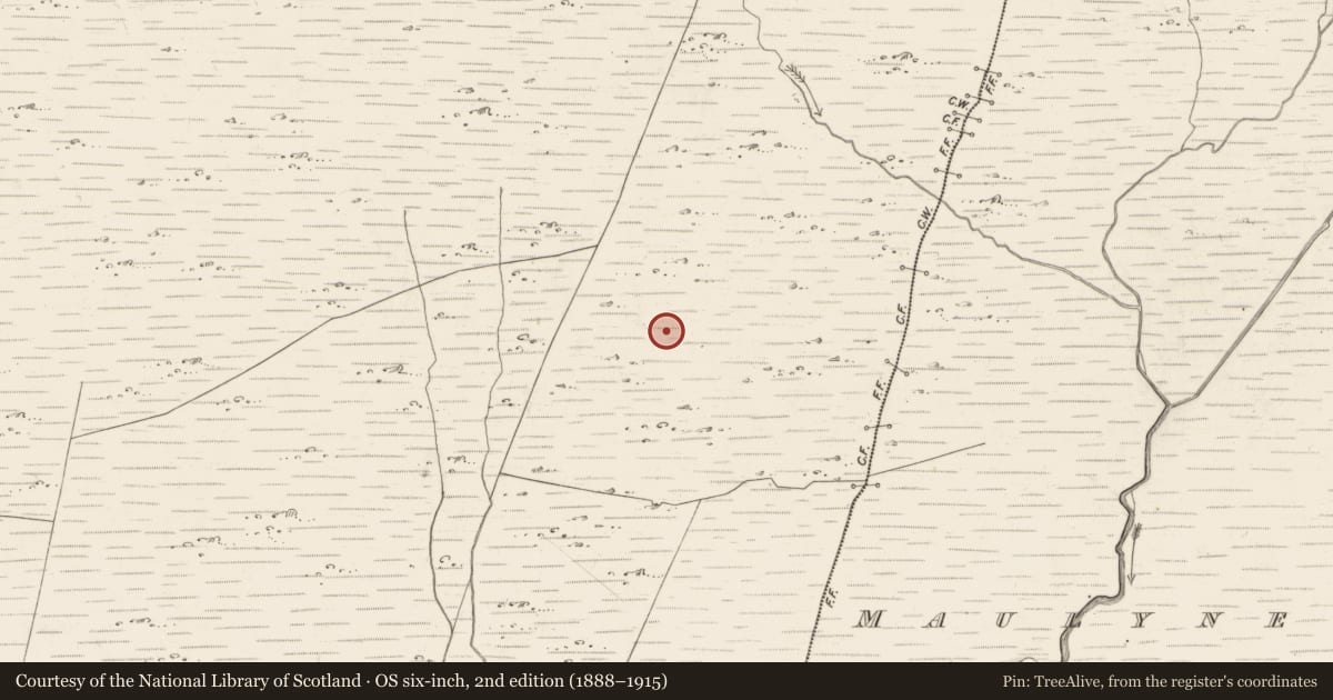 Ordnance Survey six-inch map, 2nd edition (1888–1915) covering the location of Hut site, Scarteen, County Kerry, with a pin at the register's coordinates