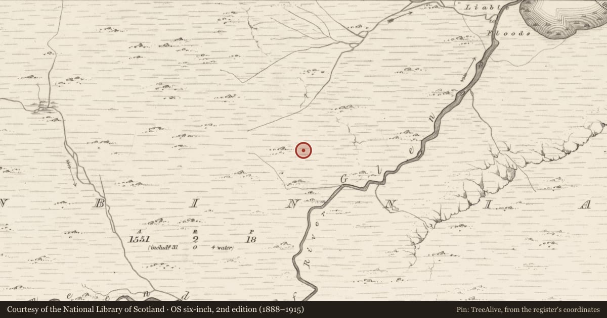 Ordnance Survey six-inch map, 2nd edition (1888–1915) covering the location of Hut site, Bunbinnia, County Kerry, with a pin at the register's coordinates