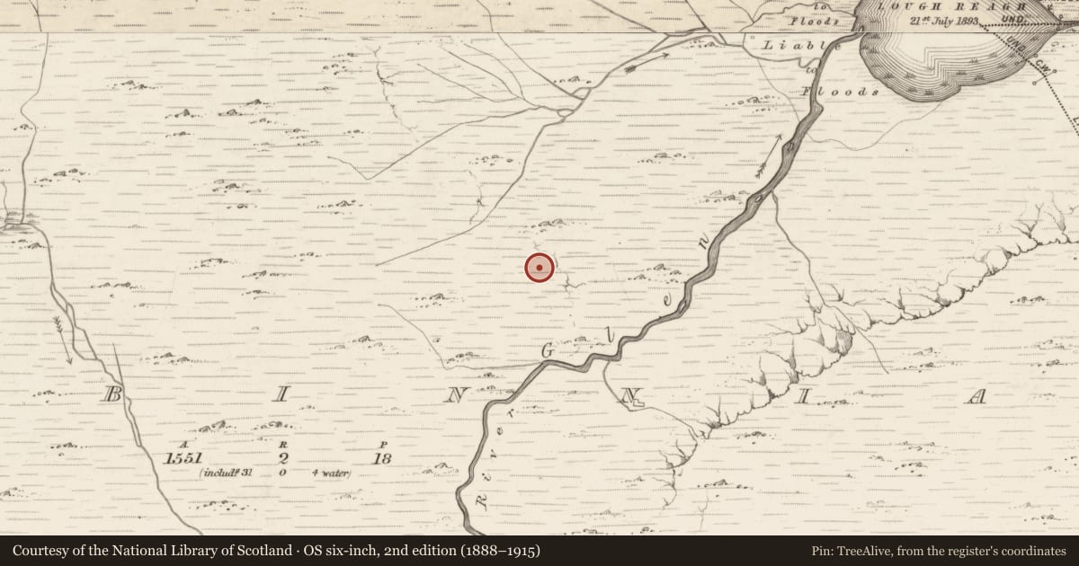 Ordnance Survey six-inch map, 2nd edition (1888–1915) covering the location of Hut site, Bunbinnia, County Kerry, with a pin at the register's coordinates