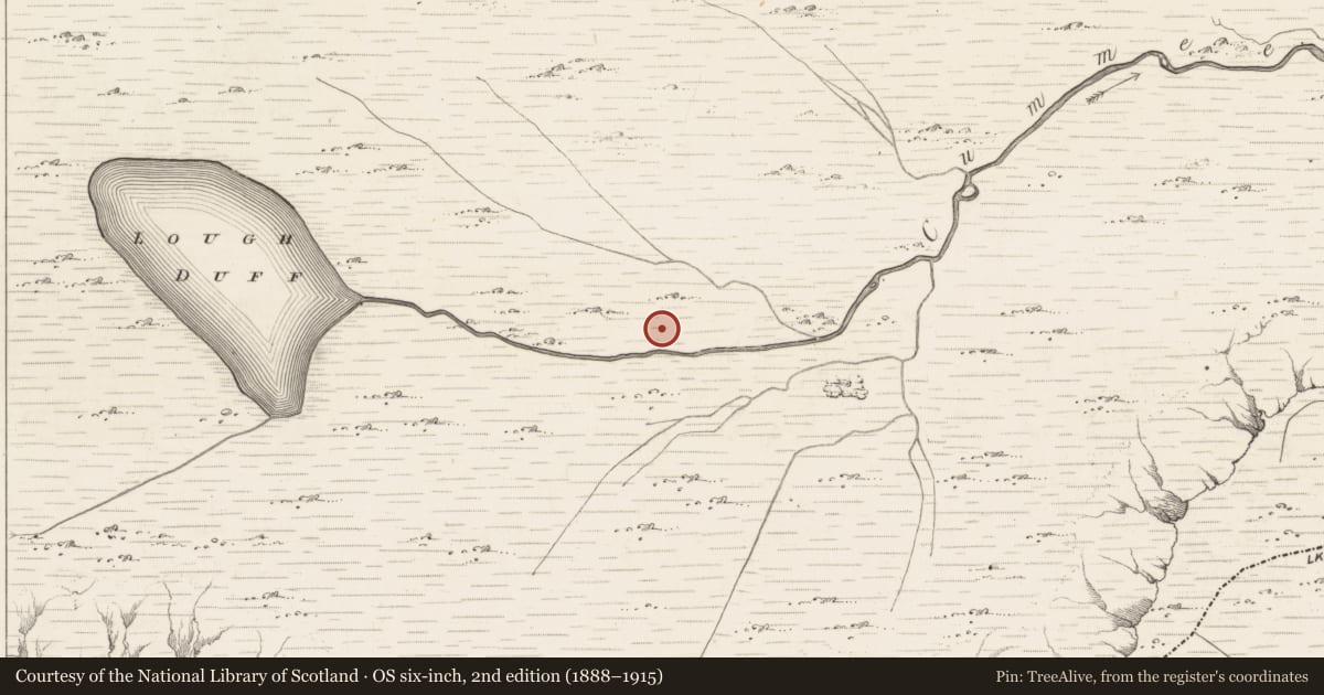 Ordnance Survey six-inch map, 2nd edition (1888–1915) covering the location of Hut site, Bunbinnia, County Kerry, with a pin at the register's coordinates