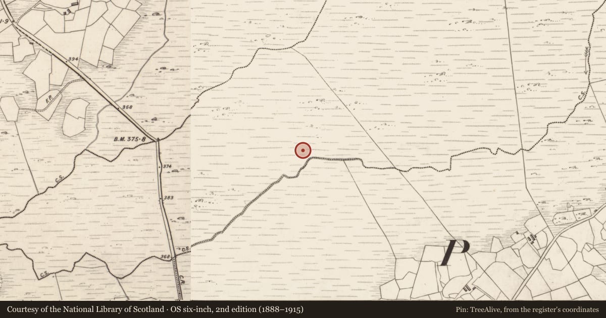 Ordnance Survey six-inch map, 2nd edition (1888–1915) covering the location of Enclosure, Derrygarrane North, County Kerry, with a pin at the register's coordinates