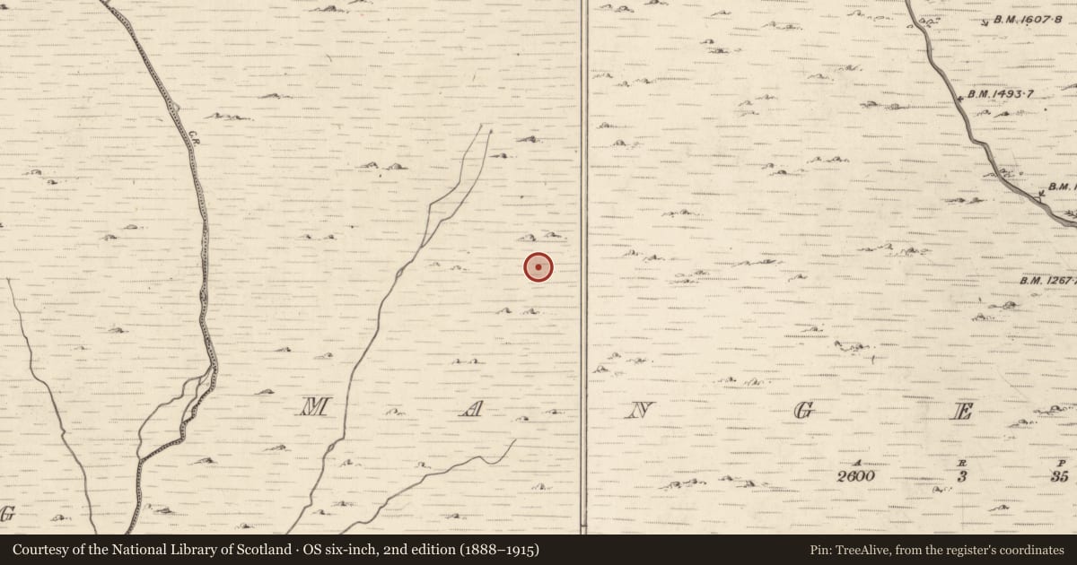Ordnance Survey six-inch map, 2nd edition (1888–1915) covering the location of Hut site, Mangerton, County Kerry, with a pin at the register's coordinates