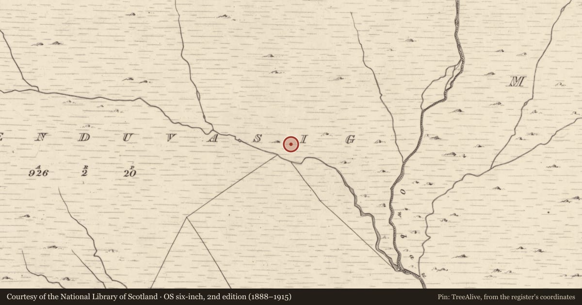 Ordnance Survey six-inch map, 2nd edition (1888–1915) covering the location of Hut site, Cummeenduvasig, County Kerry, with a pin at the register's coordinates