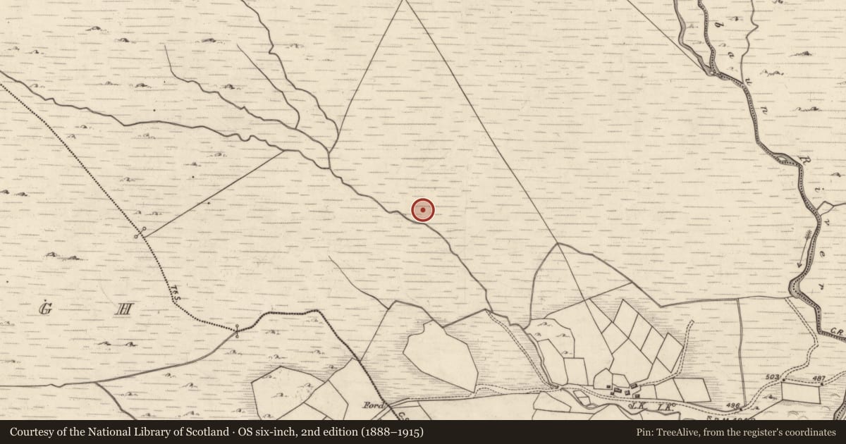 Ordnance Survey six-inch map, 2nd edition (1888–1915) covering the location of Enclosure, Cummeenduvasig, County Kerry, with a pin at the register's coordinates