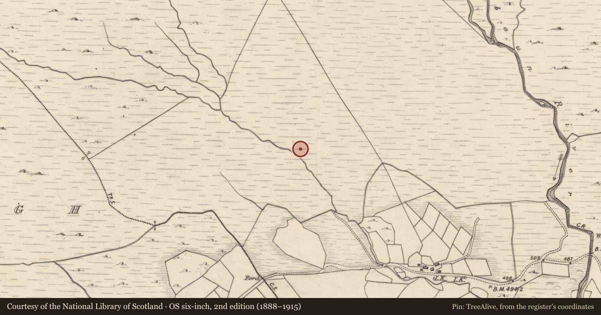 Ordnance Survey six-inch map, 2nd edition (1888–1915) covering the location of Field boundary, Cummeenduvasig, County Kerry, with a pin at the register's coordinates