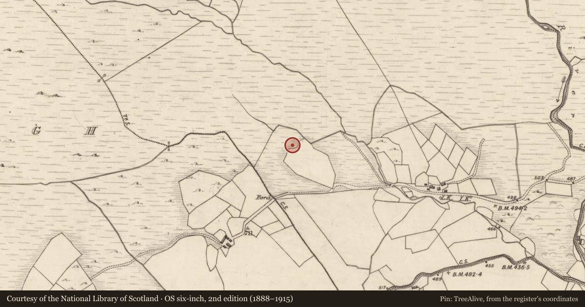 Ordnance Survey six-inch map, 2nd edition (1888–1915) covering the location of Enclosure, Cummeenduvasig, County Kerry, with a pin at the register's coordinates
