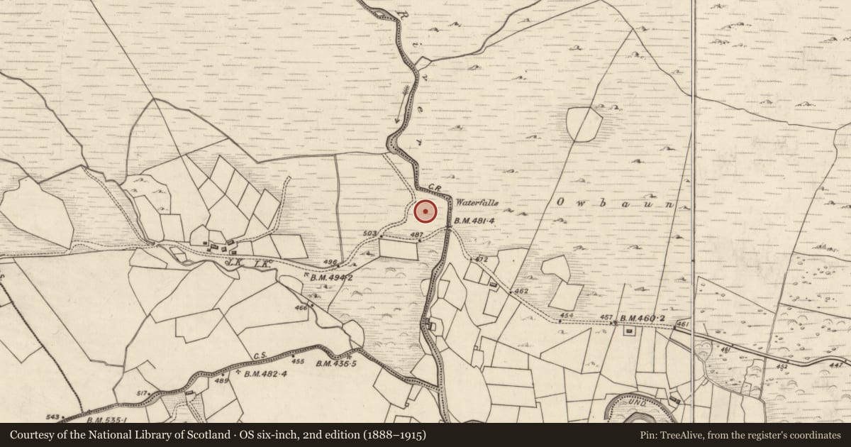 Ordnance Survey six-inch map, 2nd edition (1888–1915) covering the location of Hut site, Cummeenduvasig, County Kerry, with a pin at the register's coordinates