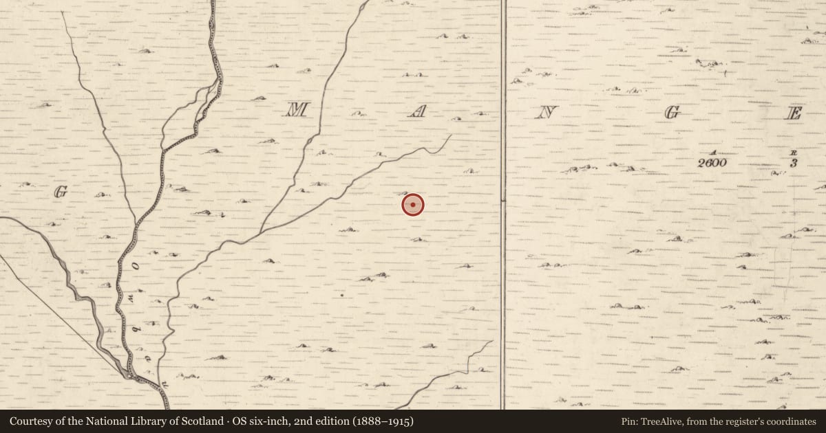 Ordnance Survey six-inch map, 2nd edition (1888–1915) covering the location of Hut site, Mangerton, County Kerry, with a pin at the register's coordinates