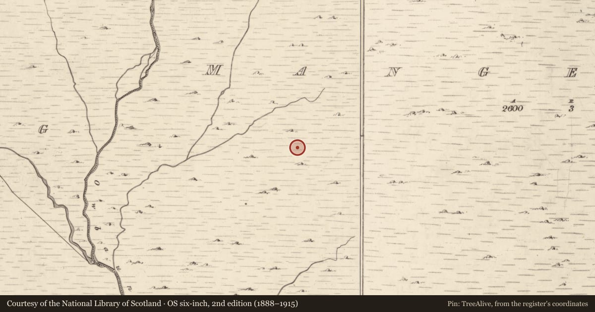 Ordnance Survey six-inch map, 2nd edition (1888–1915) covering the location of Hut site, Mangerton, County Kerry, with a pin at the register's coordinates