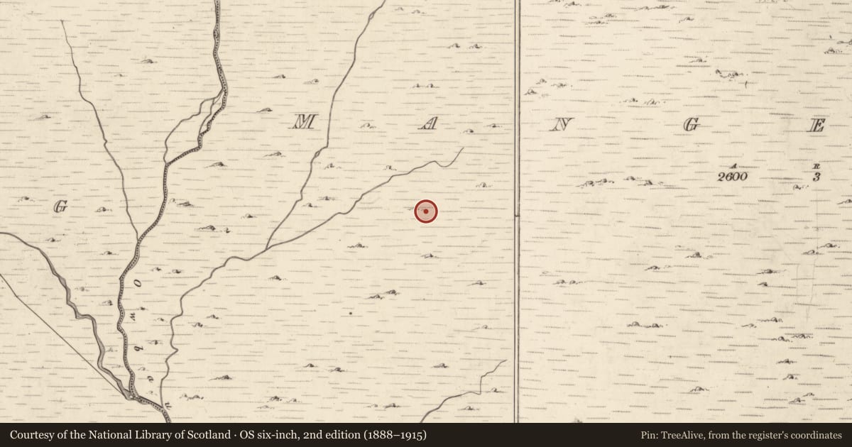 Ordnance Survey six-inch map, 2nd edition (1888–1915) covering the location of Hut site, Mangerton, County Kerry, with a pin at the register's coordinates