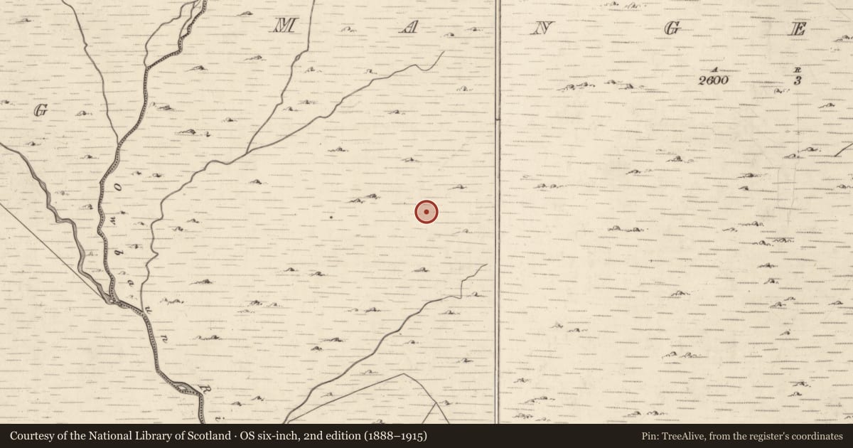 Ordnance Survey six-inch map, 2nd edition (1888–1915) covering the location of Hut site, Mangerton, County Kerry, with a pin at the register's coordinates