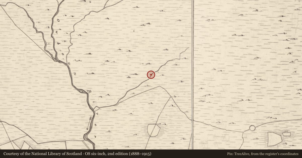 Ordnance Survey six-inch map, 2nd edition (1888–1915) covering the location of Fulacht fia, Mangerton, County Kerry, with a pin at the register's coordinates