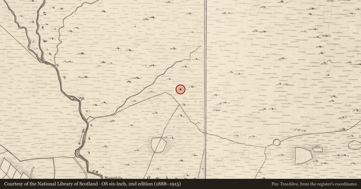 Ordnance Survey six-inch map, 2nd edition (1888–1915) covering the location of Enclosure, Mangerton, County Kerry, with a pin at the register's coordinates