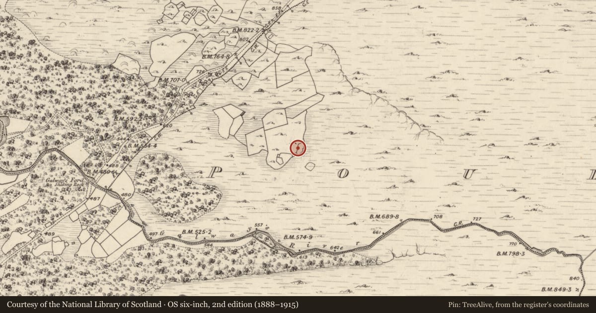 Ordnance Survey six-inch map, 2nd edition (1888–1915) covering the location of Enclosure, Poulagower, County Kerry, with a pin at the register's coordinates