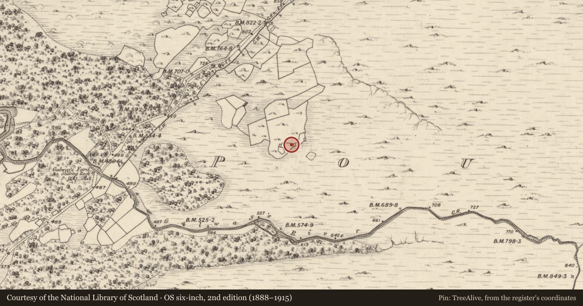 Ordnance Survey six-inch map, 2nd edition (1888–1915) covering the location of Hut site, Poulagower, County Kerry, with a pin at the register's coordinates
