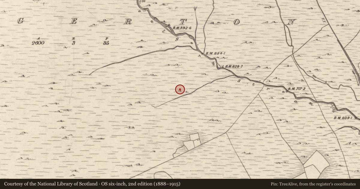Ordnance Survey six-inch map, 2nd edition (1888–1915) covering the location of Field boundary, Mangerton, County Kerry, with a pin at the register's coordinates