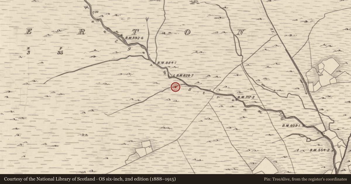 Ordnance Survey six-inch map, 2nd edition (1888–1915) covering the location of Fulacht fia, Mangerton, County Kerry, with a pin at the register's coordinates