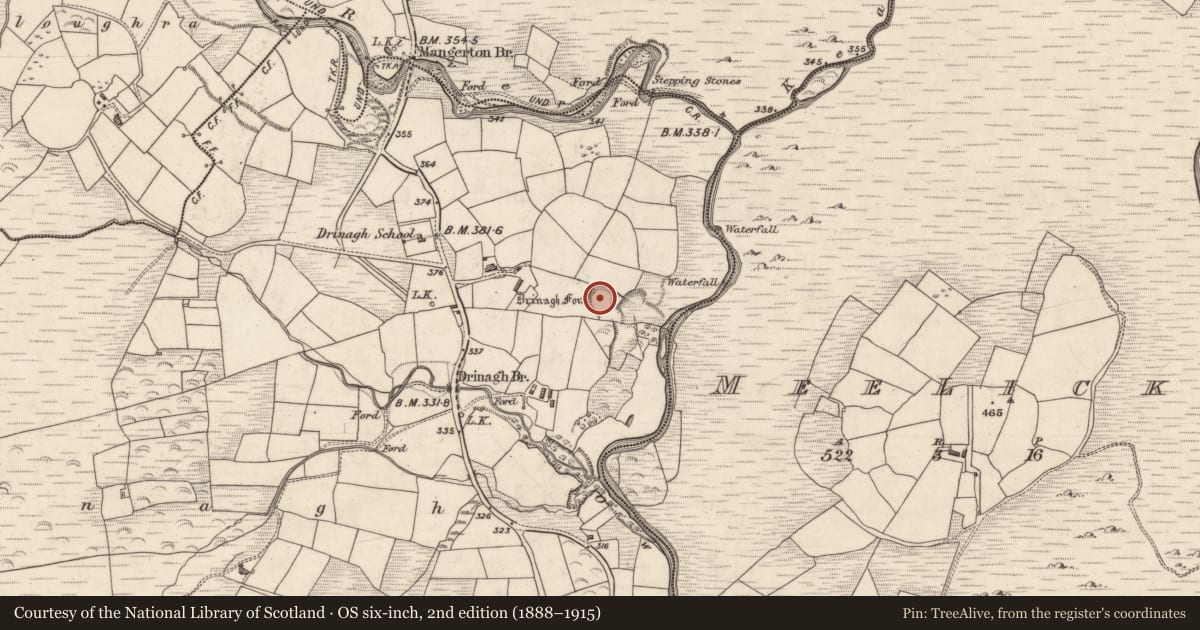 Ordnance Survey six-inch map, 2nd edition (1888–1915) covering the location of Souterrain, Slaght, County Kerry, with a pin at the register's coordinates