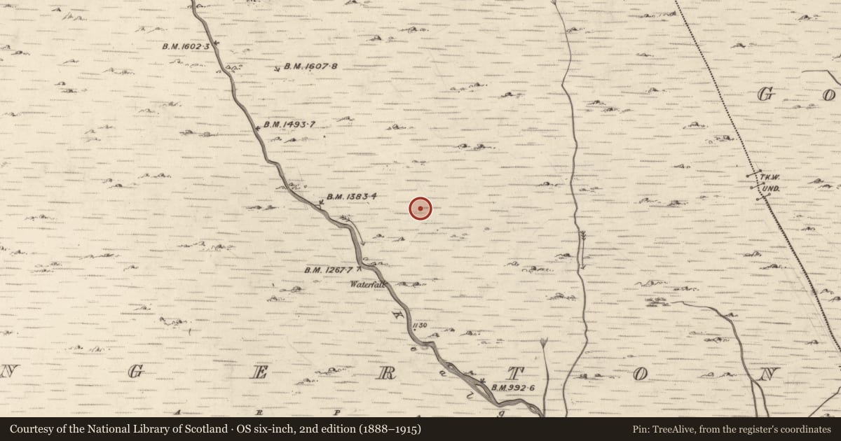 Ordnance Survey six-inch map, 2nd edition (1888–1915) covering the location of Hut site, Mangerton, County Kerry, with a pin at the register's coordinates