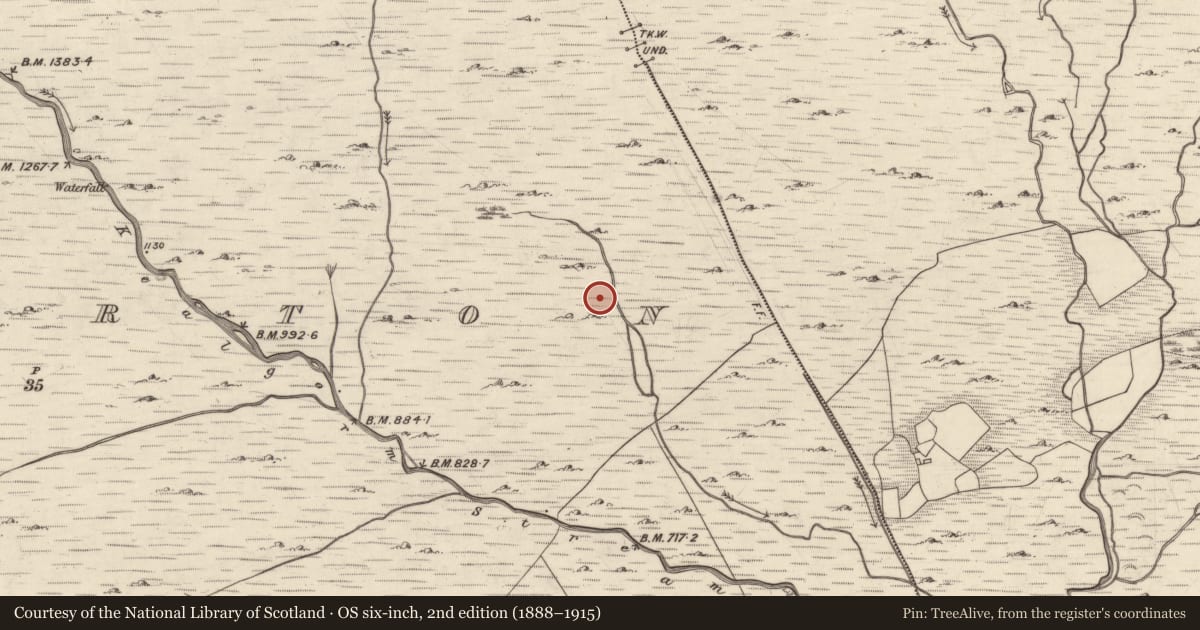 Ordnance Survey six-inch map, 2nd edition (1888–1915) covering the location of Fulacht fia, Mangerton, County Kerry, with a pin at the register's coordinates
