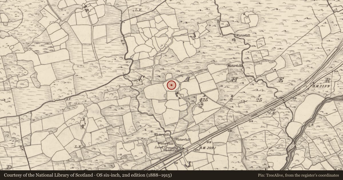 Ordnance Survey six-inch map, 2nd edition (1888–1915) covering the location of Enclosure, Caher, County Kerry, with a pin at the register's coordinates