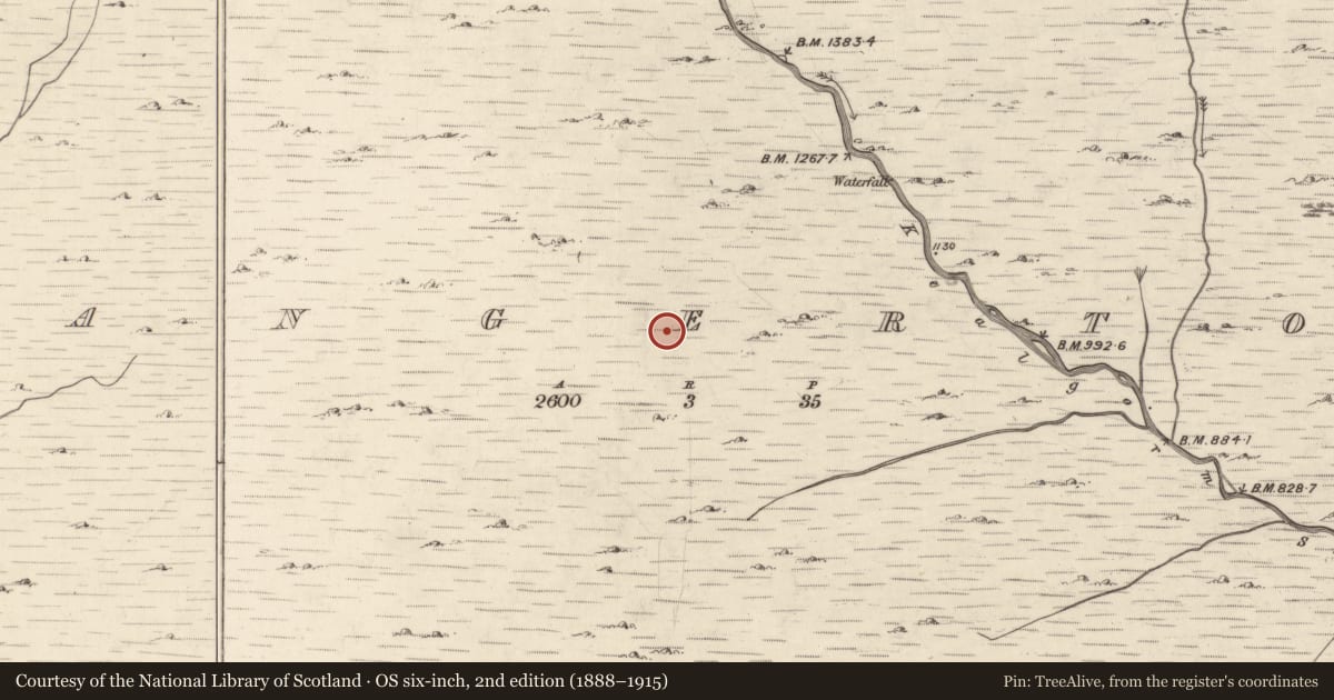 Ordnance Survey six-inch map, 2nd edition (1888–1915) covering the location of Hut site, Mangerton, County Kerry, with a pin at the register's coordinates