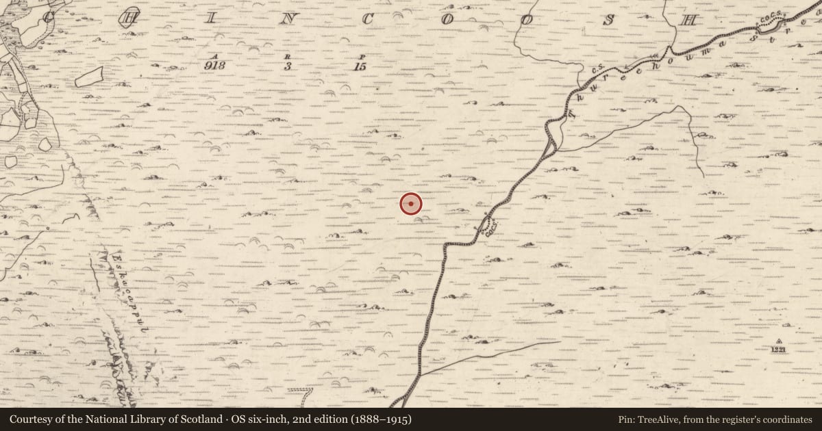 Ordnance Survey six-inch map, 2nd edition (1888–1915) covering the location of Field boundary, Inchincoosh, County Kerry, with a pin at the register's coordinates