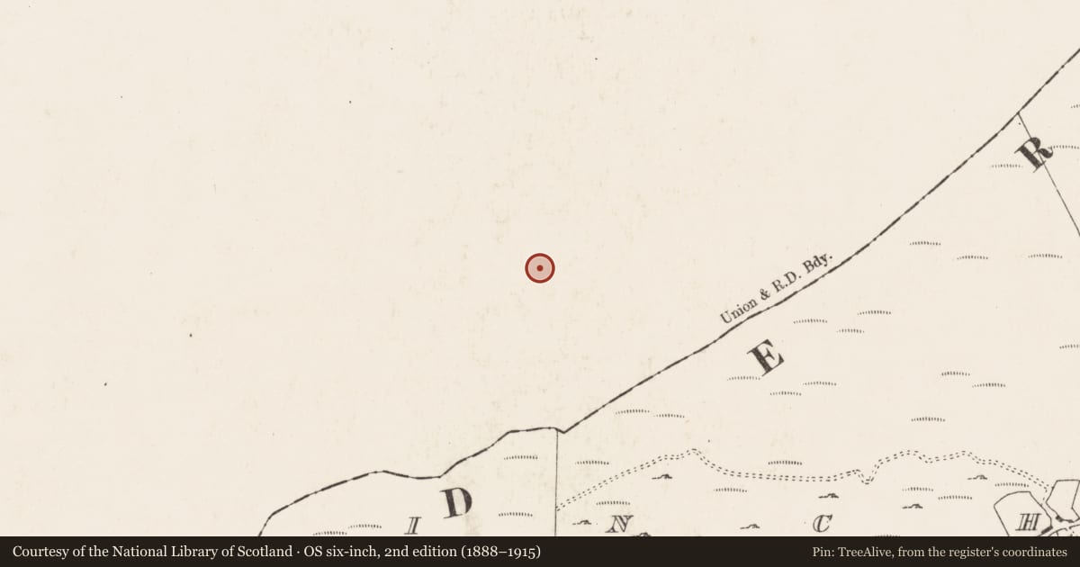 Ordnance Survey six-inch map, 2nd edition (1888–1915) covering the location of Standing stone, Coomacullen, County Kerry, with a pin at the register's coordinates
