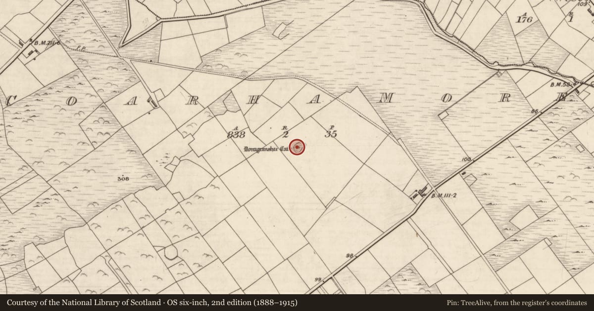 Ordnance Survey six-inch map, 2nd edition (1888–1915) covering the location of House - indeterminate date, Coarha More, County Kerry, with a pin at the register's coordinates
