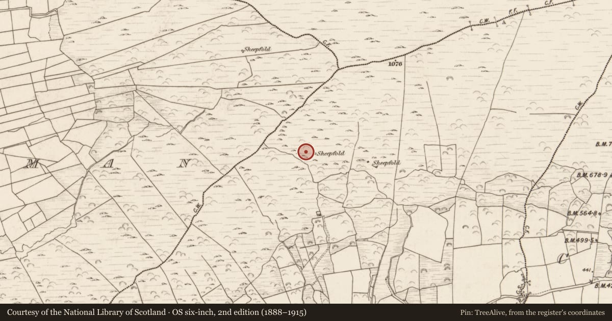 Ordnance Survey six-inch map, 2nd edition (1888–1915) covering the location of Hut site, Aghatubrid, County Kerry, with a pin at the register's coordinates