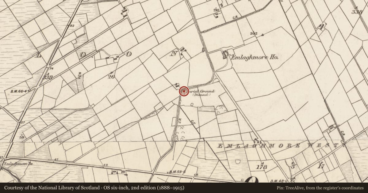 Ordnance Survey six-inch map, 2nd edition (1888–1915) covering the location of Children's burial ground, An Timleach Mór Thiar, County Kerry, with a pin at the register's coordinates