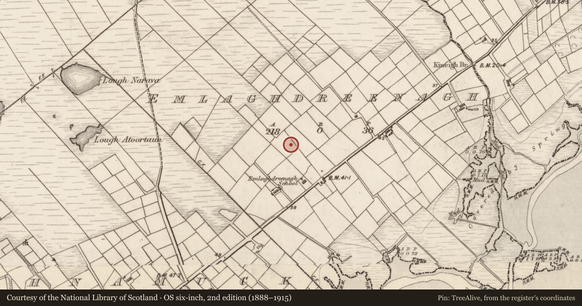 Ordnance Survey six-inch map, 2nd edition (1888–1915) covering the location of Enclosure, Imleach Draighneach, County Kerry, with a pin at the register's coordinates