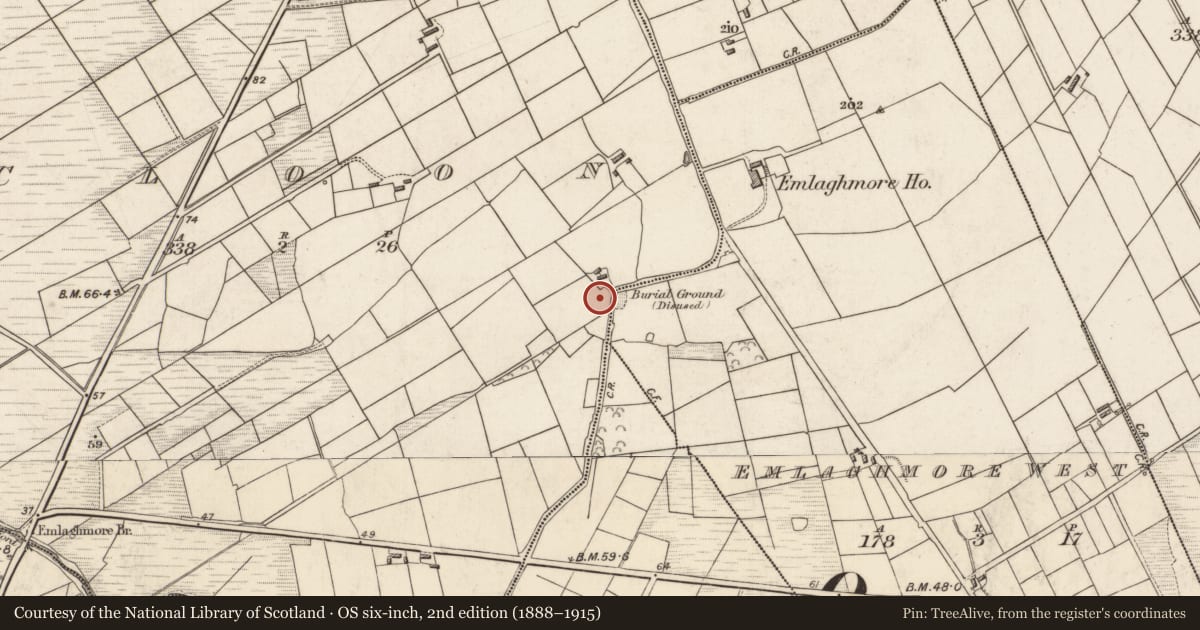 Ordnance Survey six-inch map, 2nd edition (1888–1915) covering the location of Ritual site - holy well, An Cluain, County Kerry, with a pin at the register's coordinates