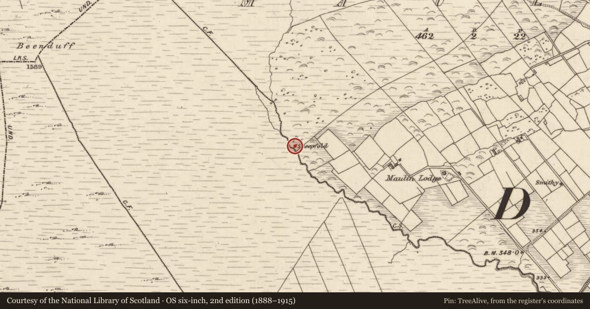 Ordnance Survey six-inch map, 2nd edition (1888–1915) covering the location of Hut site, Málainn (Uíbh Ráthach), County Kerry, with a pin at the register's coordinates