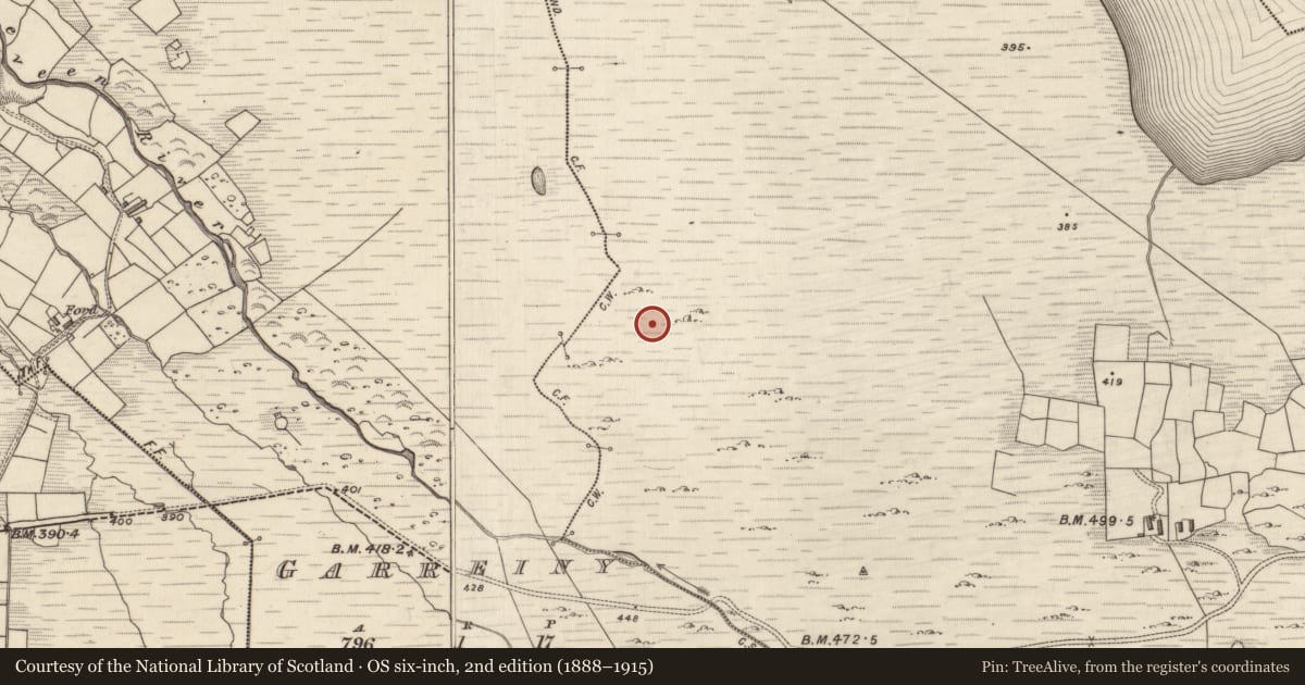 Ordnance Survey six-inch map, 2nd edition (1888–1915) covering the location of Hut site, MacHa Ghrianáin, County Kerry, with a pin at the register's coordinates
