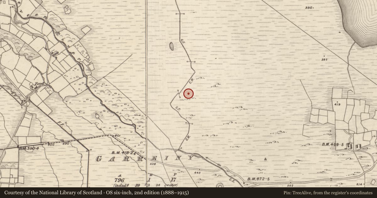 Ordnance Survey six-inch map, 2nd edition (1888–1915) covering the location of Hut site, MacHa Ghrianáin, County Kerry, with a pin at the register's coordinates
