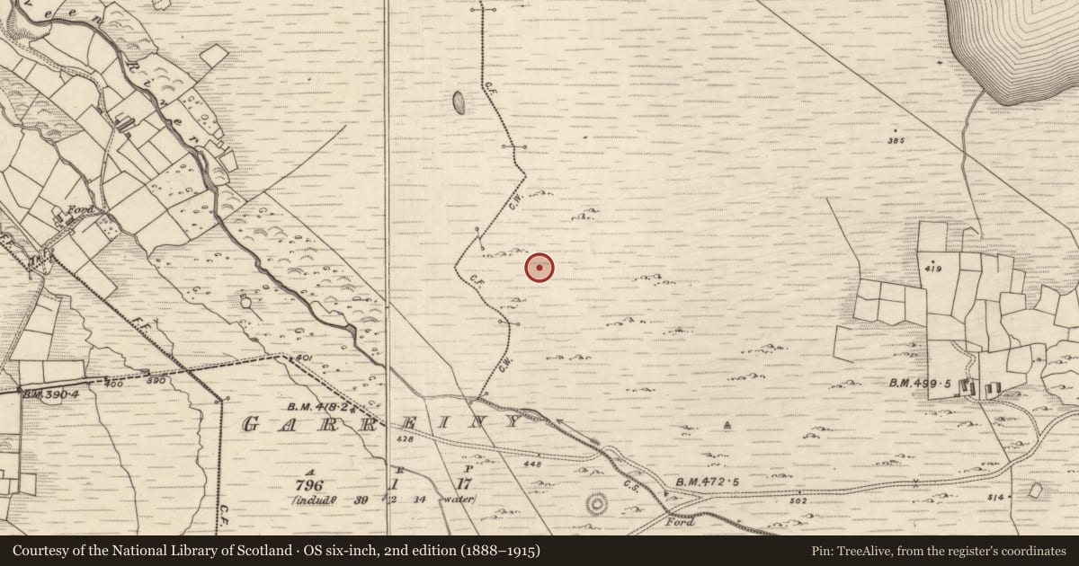 Ordnance Survey six-inch map, 2nd edition (1888–1915) covering the location of Hut site, MacHa Ghrianáin, County Kerry, with a pin at the register's coordinates