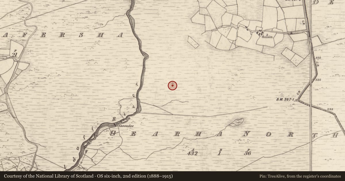 Ordnance Survey six-inch map, 2nd edition (1888–1915) covering the location of Enclosure, Gearha North, County Kerry, with a pin at the register's coordinates