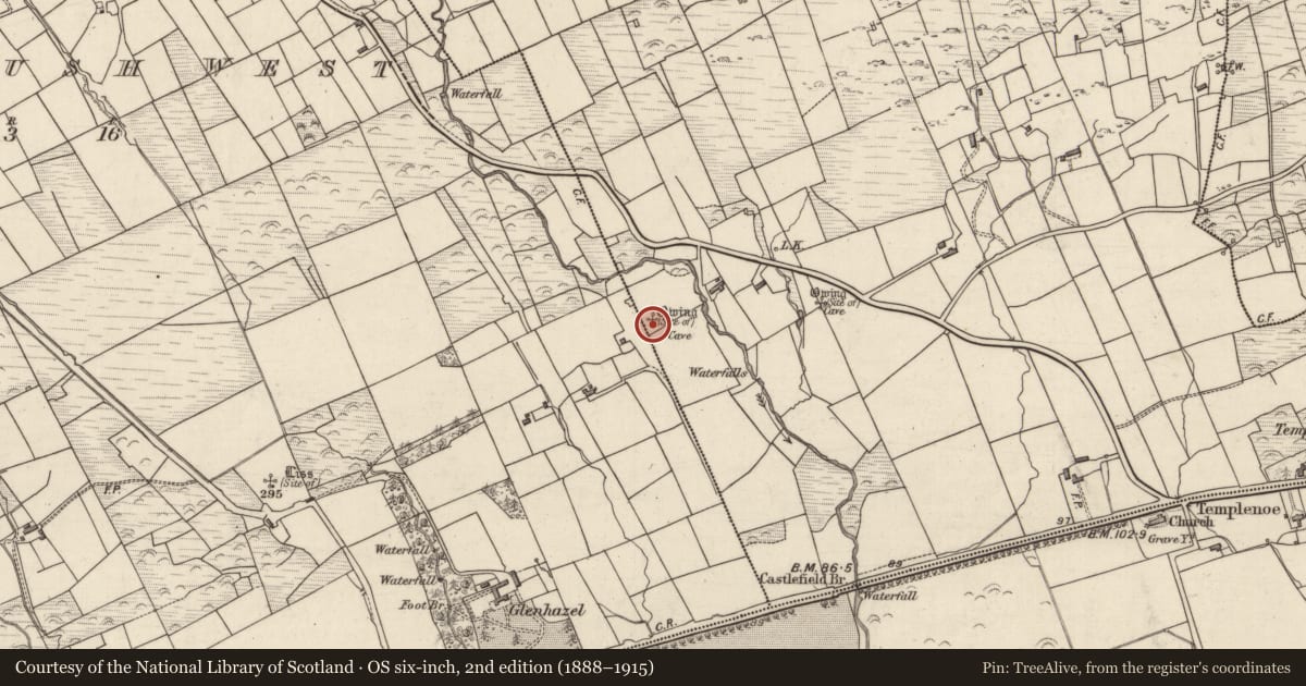 Ordnance Survey six-inch map, 2nd edition (1888–1915) covering the location of Ringfort - rath, Cappanacush West, County Kerry, with a pin at the register's coordinates