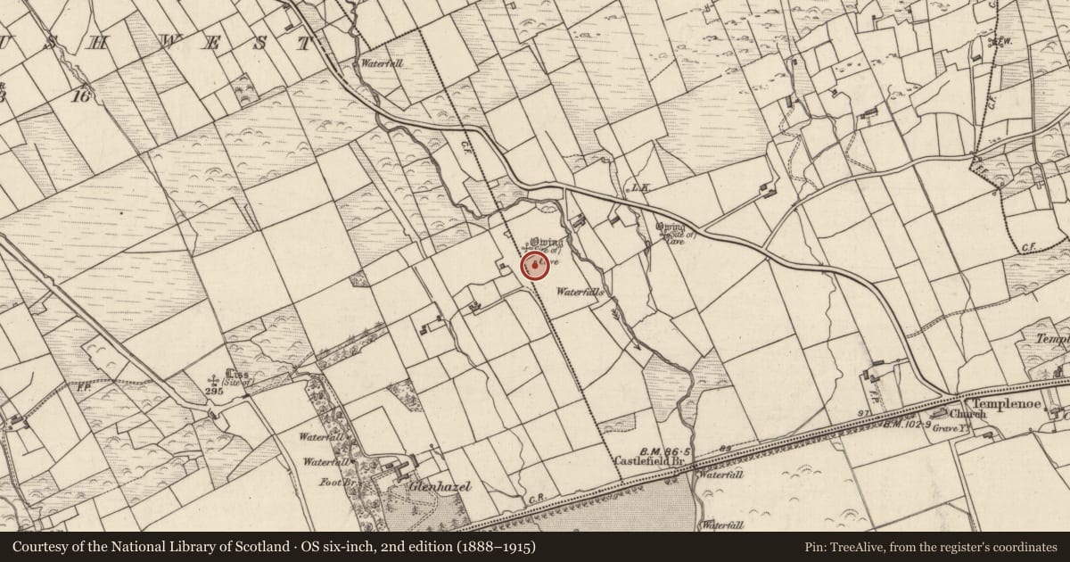 Ordnance Survey six-inch map, 2nd edition (1888–1915) covering the location of Souterrain, Cappanacush West, County Kerry, with a pin at the register's coordinates