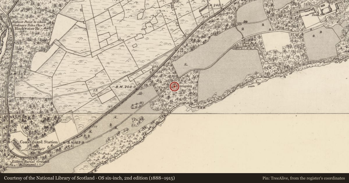 Ordnance Survey six-inch map, 2nd edition (1888–1915) covering the location of Ritual site - holy well, Dromore, County Kerry, with a pin at the register's coordinates