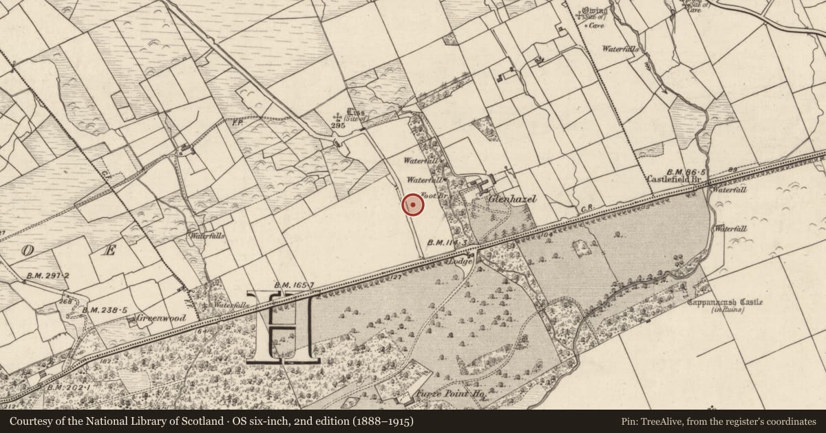Ordnance Survey six-inch map, 2nd edition (1888–1915) covering the location of Enclosure, Cappanacush West, County Kerry, with a pin at the register's coordinates