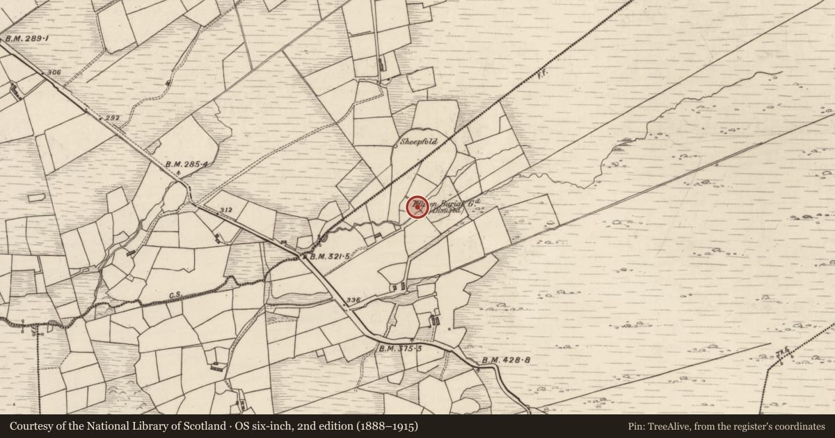 Ordnance Survey six-inch map, 2nd edition (1888–1915) covering the location of Fulacht fia, Coomnakilla South, County Kerry, with a pin at the register's coordinates
